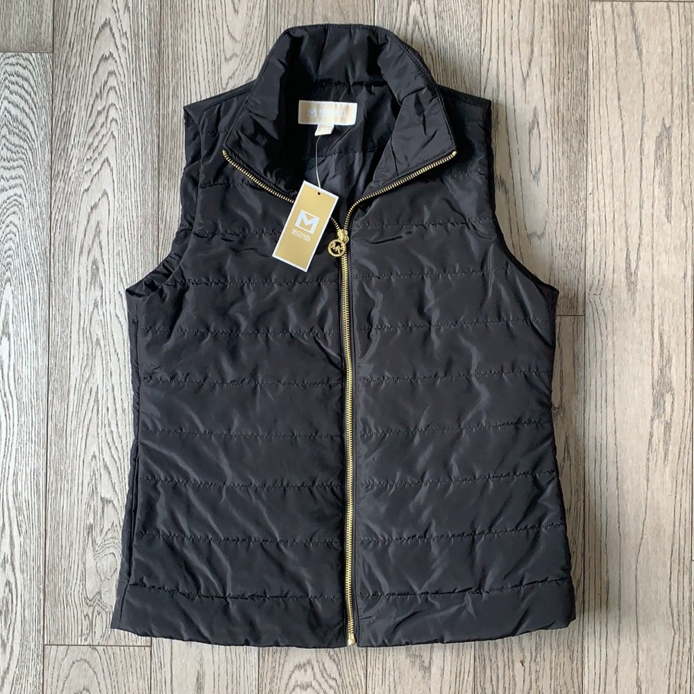 Michael Kors black and gold puffer vest